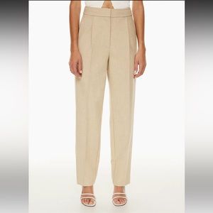 Aritzia Ibiza trouser pant in color Heather oat beige